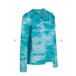 Bimini Bay Outfitters Undertow Camo‎ Women’s Small Long Sleeve Shirt Turquoise